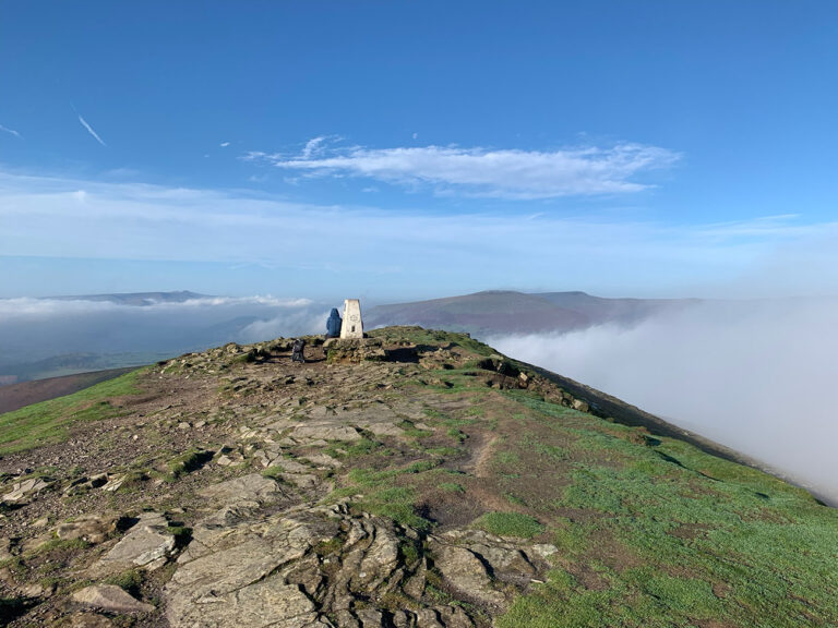 Panoramic view from Sugar Loaf summit over the Usk Valley